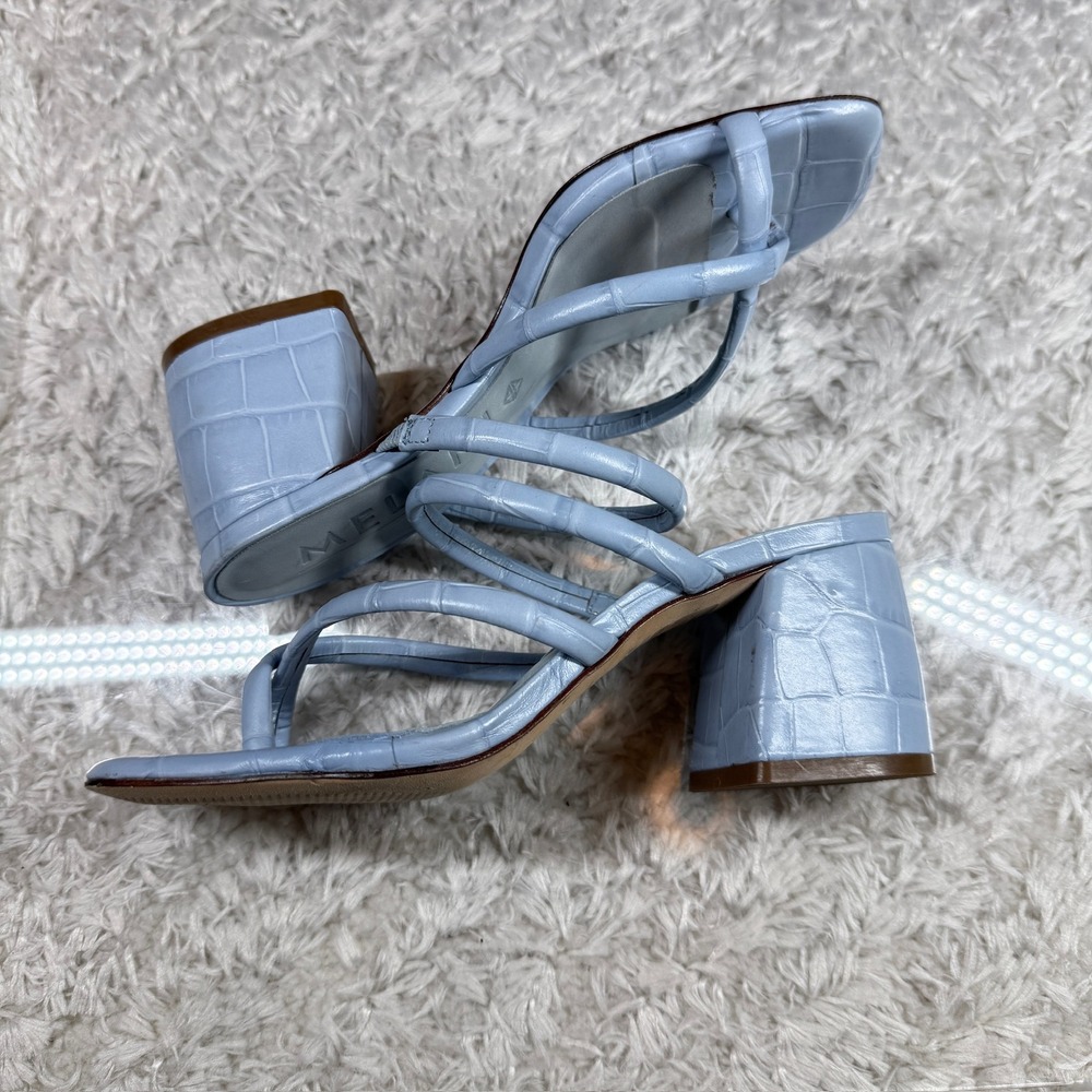Antonio Melani Heels Women's 5M Light Blue Croc Block Heel Thong Sandals Party - Picture 7 of 13